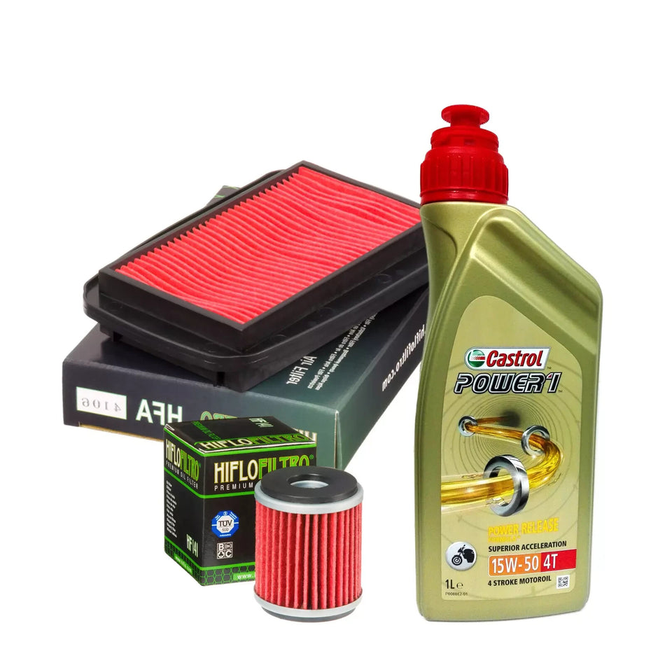 KIT/TAGLIANDO Yamaha WR/125 R 2009 2016 CASTROL POWER1 15W50 FILTRO OLIO ARIA