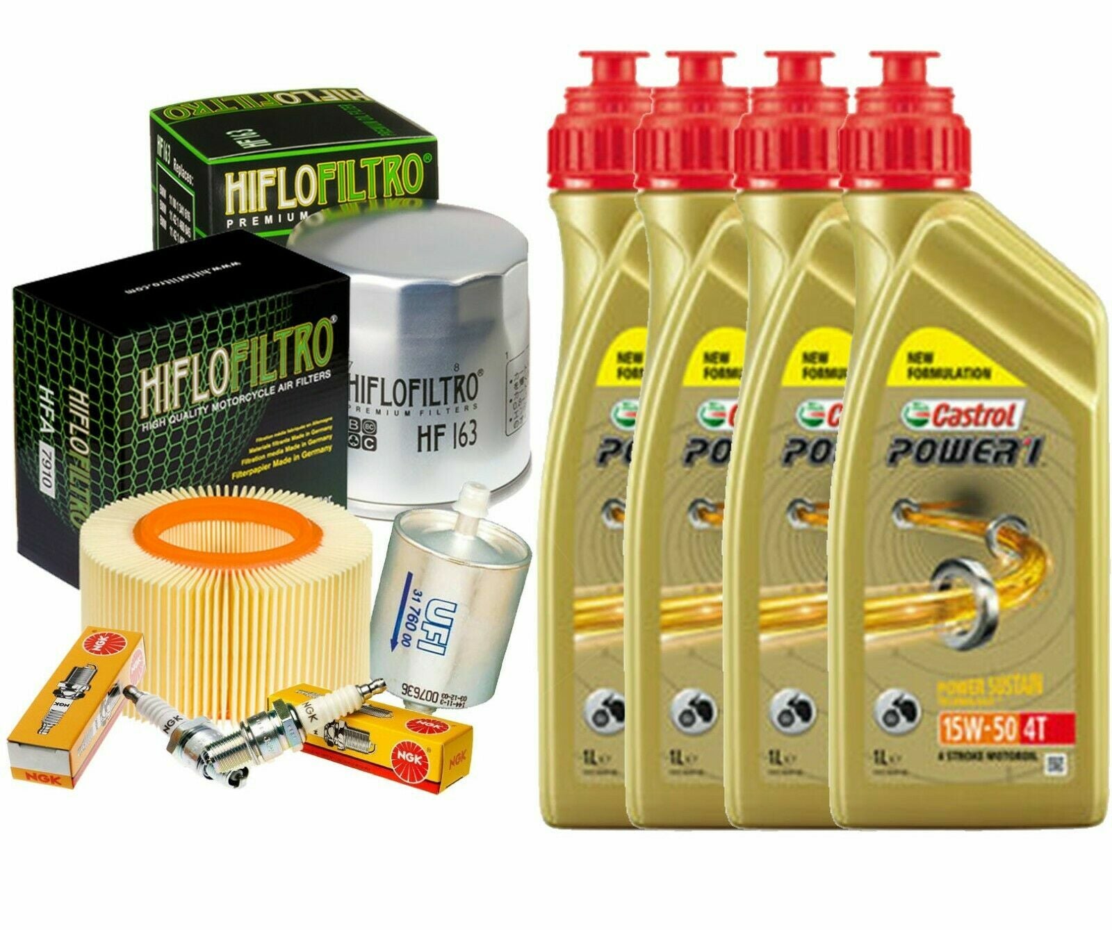 KIT TAGLIANDO CASTROL 15W50 FILTRO OLIO ARIA BENZINA CANDELE BMW R 1150 R 03 06