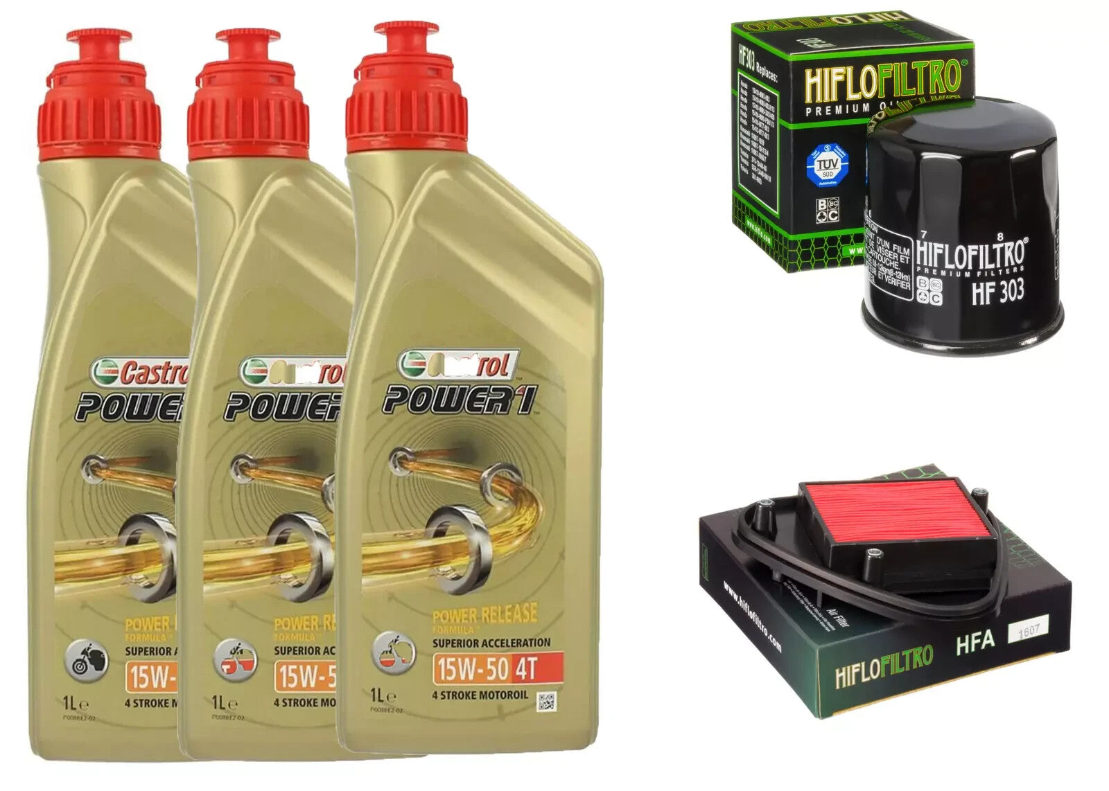 HONDA VT C SHADOW 600 KIT/TAGLIANDO CASTROL  POWER 1 15W50 FILTRO OLIO ARIA