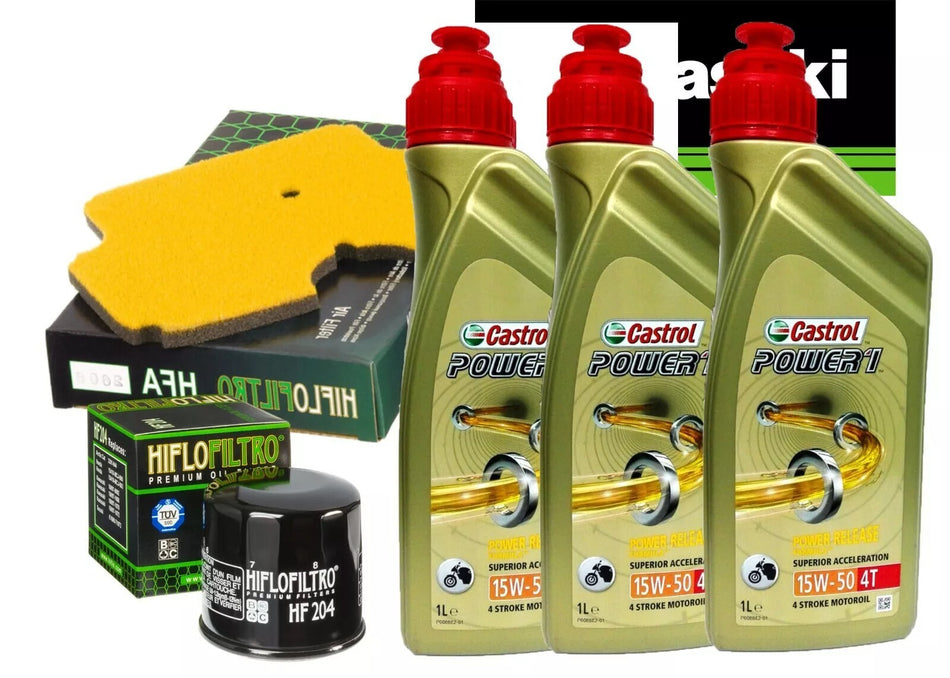KIT/TAGLIANDO KAWASAKI ER-6N 2006 CASTROL POWER 1 15W50 FILTRO OLIO ARIA