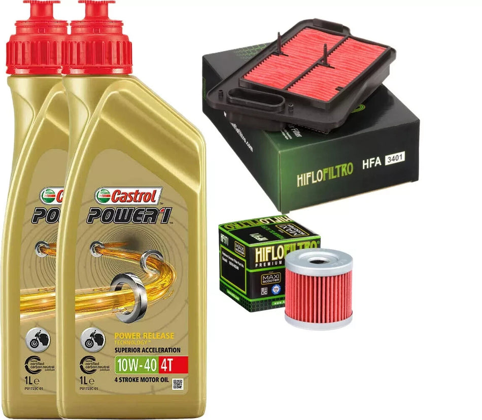 SUZUKI BURGMAN 400 2007 2017 TAGLIANDO CASTROL 10W40 FILTRO ARIA OLIO HIFLO