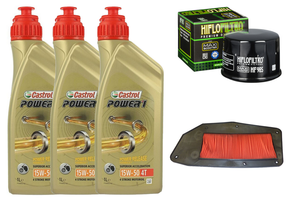 KIT/TAGLIANDO KYMCO MYROAD 700i 2011/2016 CASTROL POWER 1 15W50 FILTRO OLIO ARIA