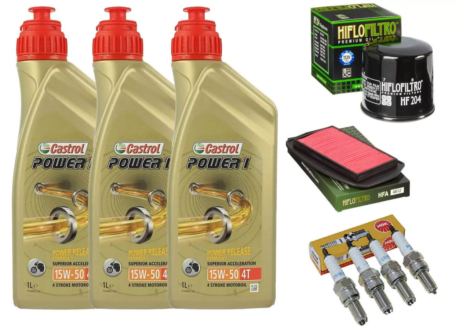 KIT TAGLIANDO YAMAHA/FZ6 FAZER S2 600 3LT CASTROL 15W50 FILTRO OLIO ARIA CANDELE