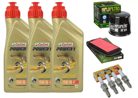 KIT TAGLIANDO YAMAHA/FZ6 FAZER S2 600 3LT CASTROL 15W50 FILTRO OLIO ARIA CANDELE