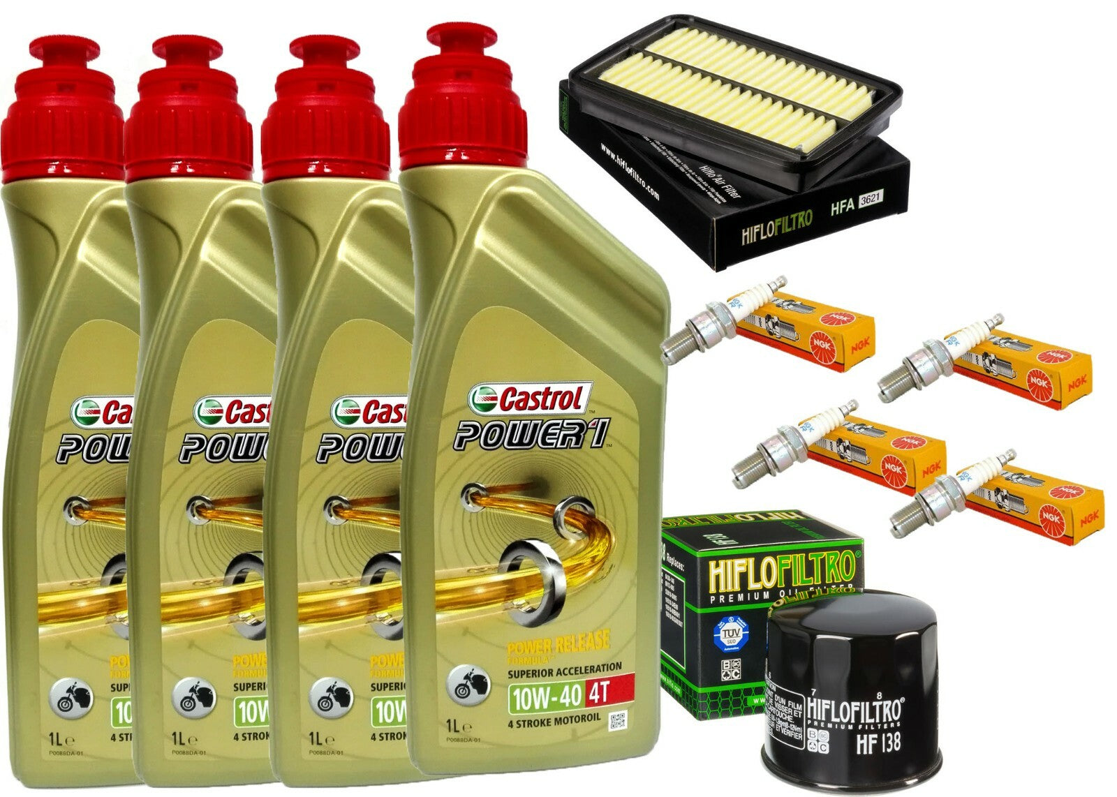 KIT TAGLIANDO SUZUKI GSF BANDIT 650 09/14 CASTROL 10W40 FILTRO OLIO ARIA CANDELE