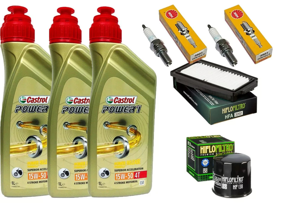 KIT/TAGLIANDO SUZUKI DL 250 V-STROM 2018 2020 CASTROL 15W50 F. OLIO ARIA CANDELE