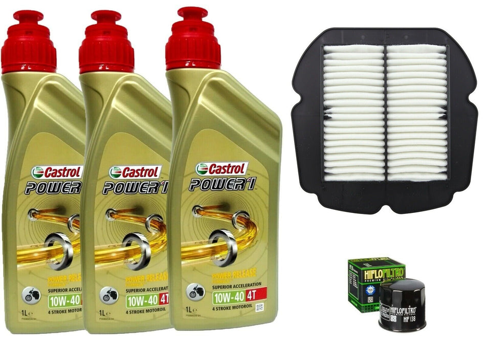 KIT/TAGLIANDO SUZUKI SV 650 A X  2017 2021 OLIO CASTROL 10W40 FILTRI OLIO ARIA