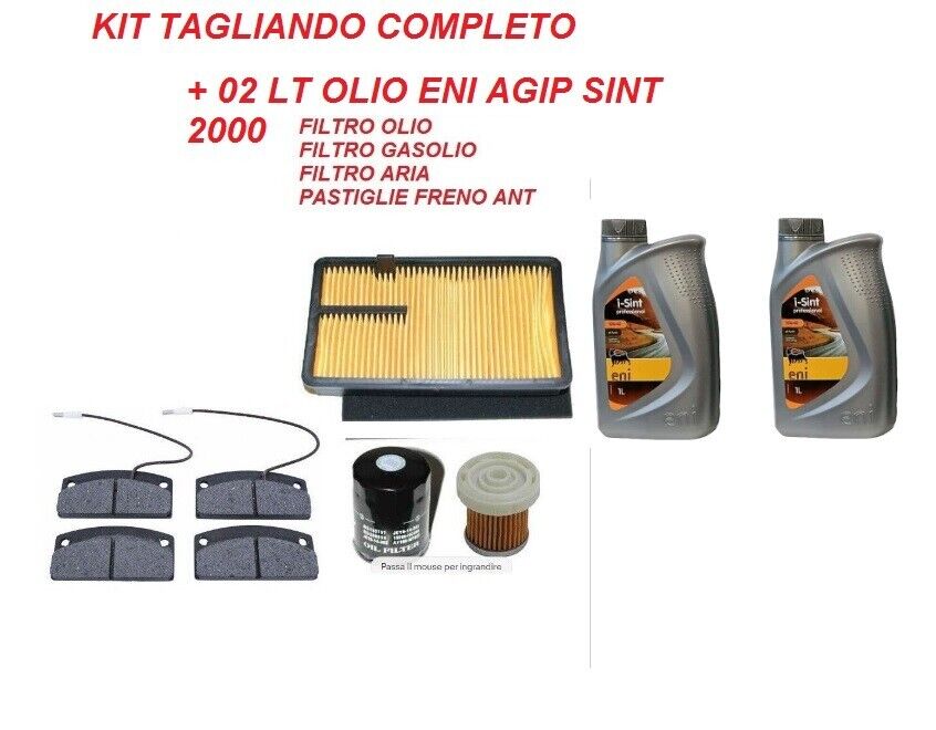 TAGLIANDO FILTRO ARIA OLIO  AGIP GASOLIO PASTIGLIE FRENO AUTO MINICAR AIXAM