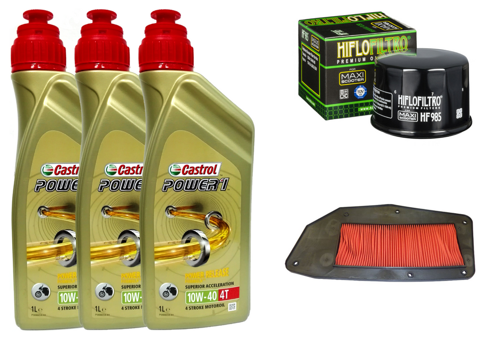 KIT/TAGLIANDO KYMCO MYROAD 700i 2011/2016 CASTROL POWER 1 10W40 FILTRO OLIO ARIA