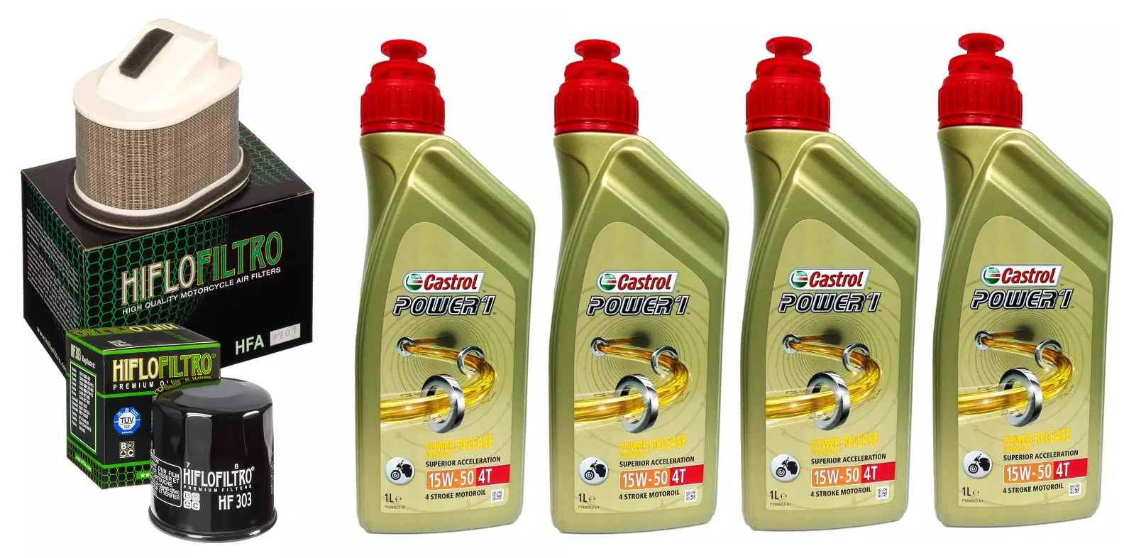 KIT TAGLIANDO CASTROL POWER 1 15W50  FILTRO OLIO ARIA KAWASAKI Z 750 DA 07 A 12