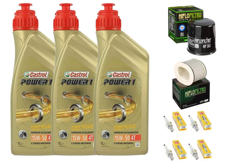 KIT/TAGLIANDO Yamaha YZF 1000 Thunder Ace CASTROL 15W50 F. OLIO ARIA CANDELE