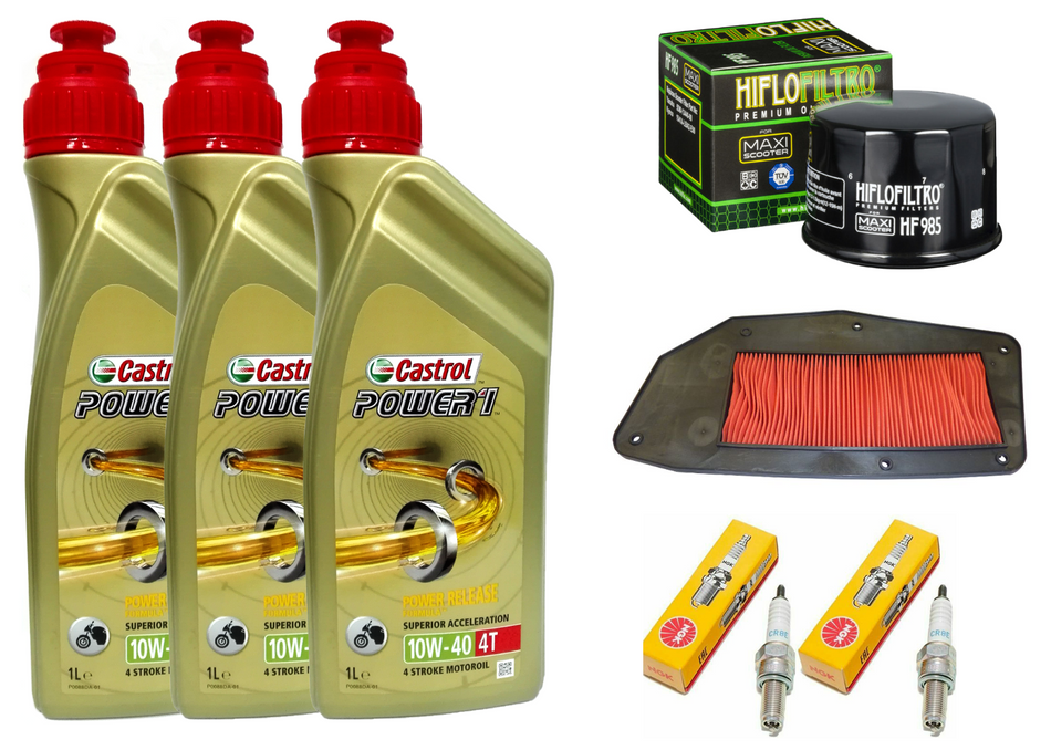 KIT/TAGLIANDO KYMCO MYROAD 700i CASTROL POWER 1 10W40 FILTRO OLIO ARIA CANDELE