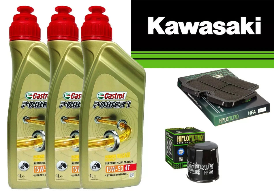 KIT/TAGLIANDO KAWASAKI ER 6N 650 2009 2012 CASTROL 15W50 FILTRI ARIA OLIO