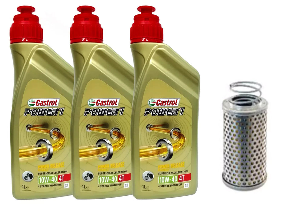 KIT/TAGLIANDO MOTO GUZZI V50C 500 1982/1986 CASTROL 3L POWER 1 10W40 FILTRO OLIO