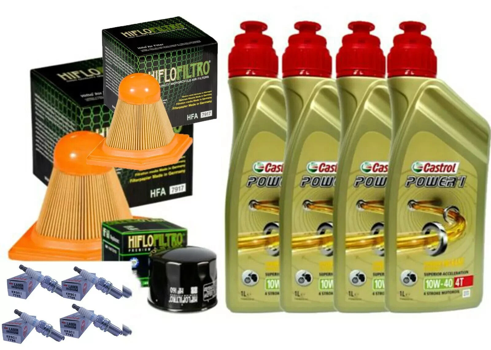 KIT/TAGLIANDO CASTROL POWER 1 10W40/FILTRO OLIO ARIA CANDELA X BMW K/1300 S 2010