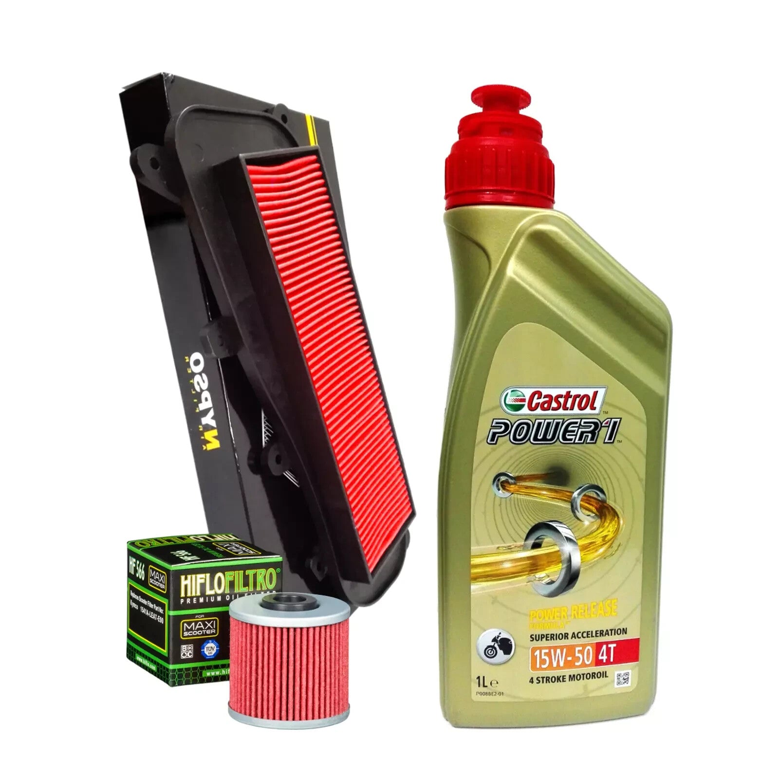 KYMCO PEOPLE GTI 125 KIT TAGLIANDO CASTROL POWER 1 15W50 FILTRO ARIA OLIO