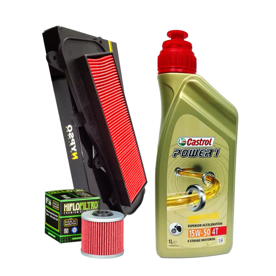 KYMCO PEOPLE GTI 125 KIT TAGLIANDO CASTROL POWER 1 15W50 FILTRO ARIA OLIO