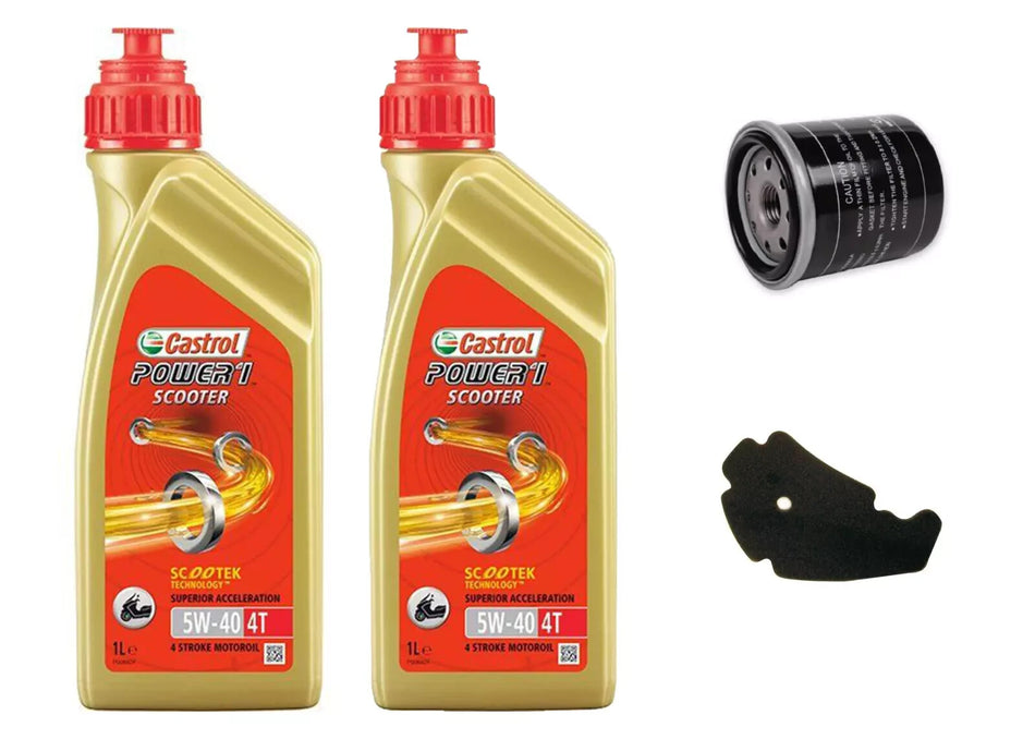 KIT/TAGLIANDO PIAGGIO BEVERLY 500 DAL 2002 AL 2004 CASTROL 5W40 FILTRO OLIO ARIA