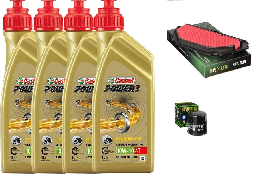 KAWASAKI ZX636 NINJIA 2013 2020 TAGLIANDO CASTROL 10W40 FILTRO ARIA OLIO HIFLO