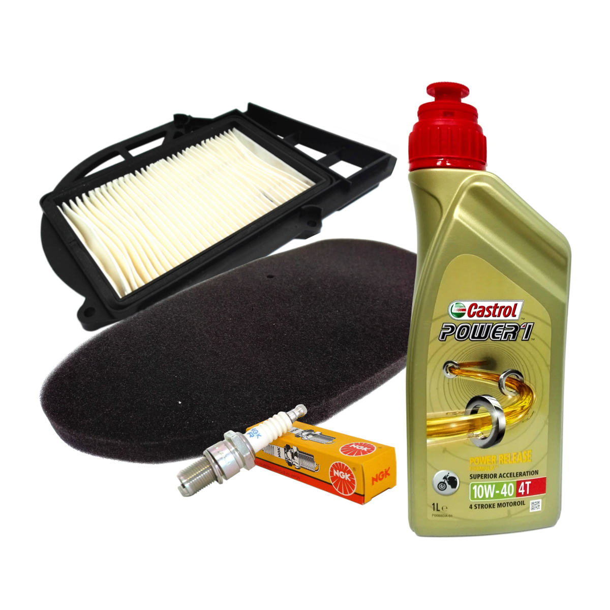 Kit tagliando Castrol 10W40 filtro aria variatore candela Majesty Skyliner 250