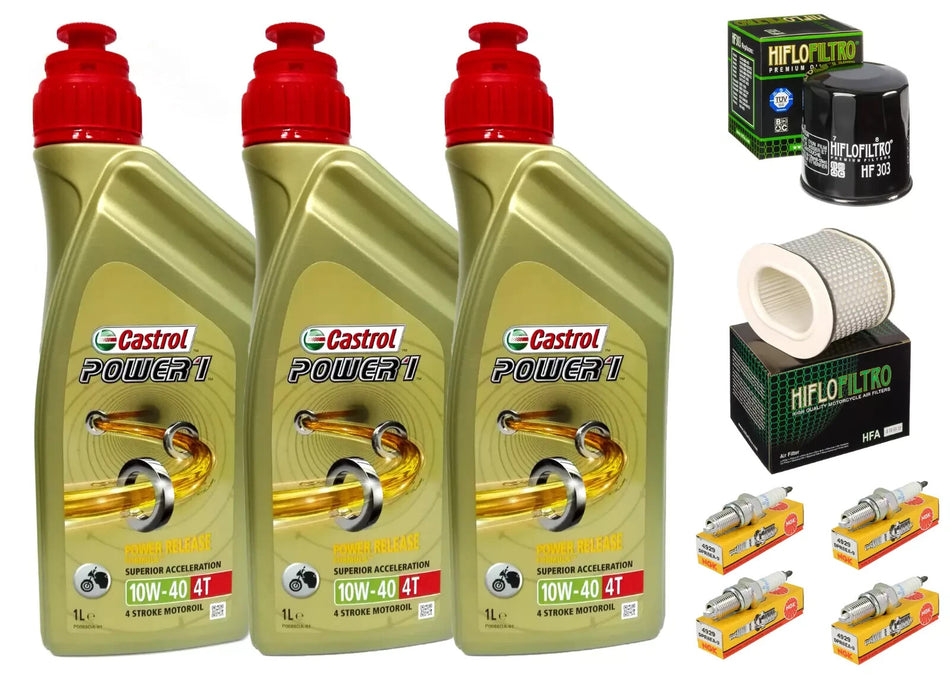 KIT/TAGLIANDO YAMAHA FZR/YZF 1000 CASTROL POWER 1 10W40 FILTRO OLIO ARIA CANDELE