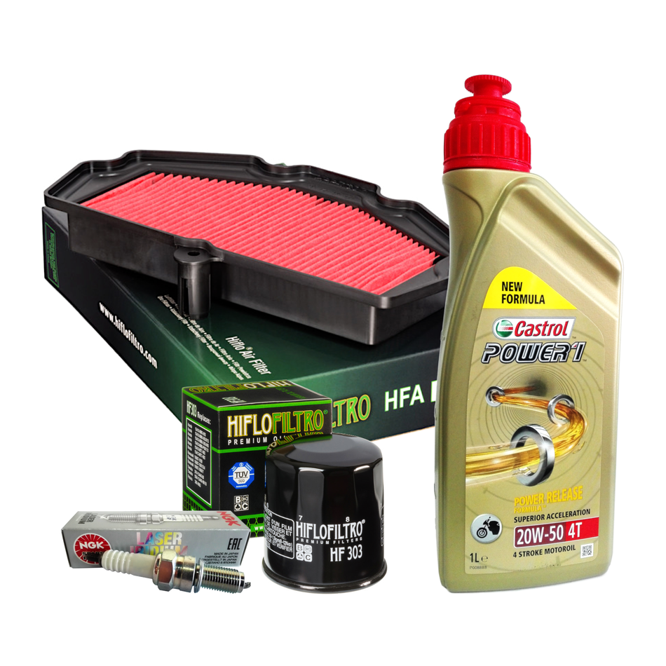 Kit tagliando Castrol 20W50 filtro olio aria candele Vulcan Versys Z 650