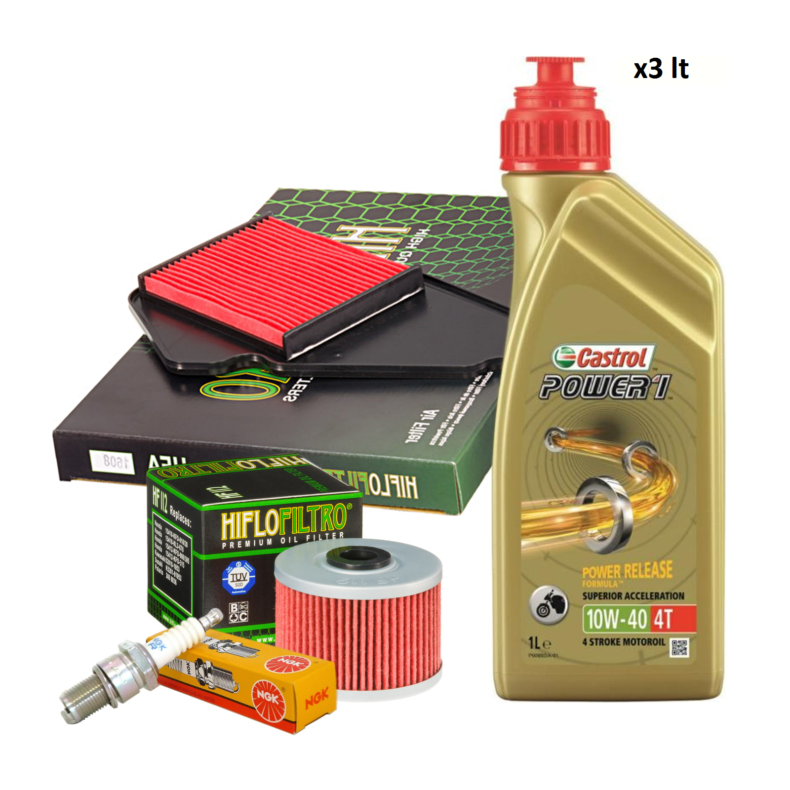 KIT TAGLIANDO CASTROL 10W40 FILTRO OLIO ARIA CANDELA HONDA FMX 650 2005/2007