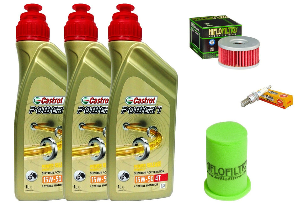 KIT TAGLIANDO SUZUKI GN 250 82/00 OLIO CASTROL 15W50 FILTRO ARIA  OLIO CANDELA