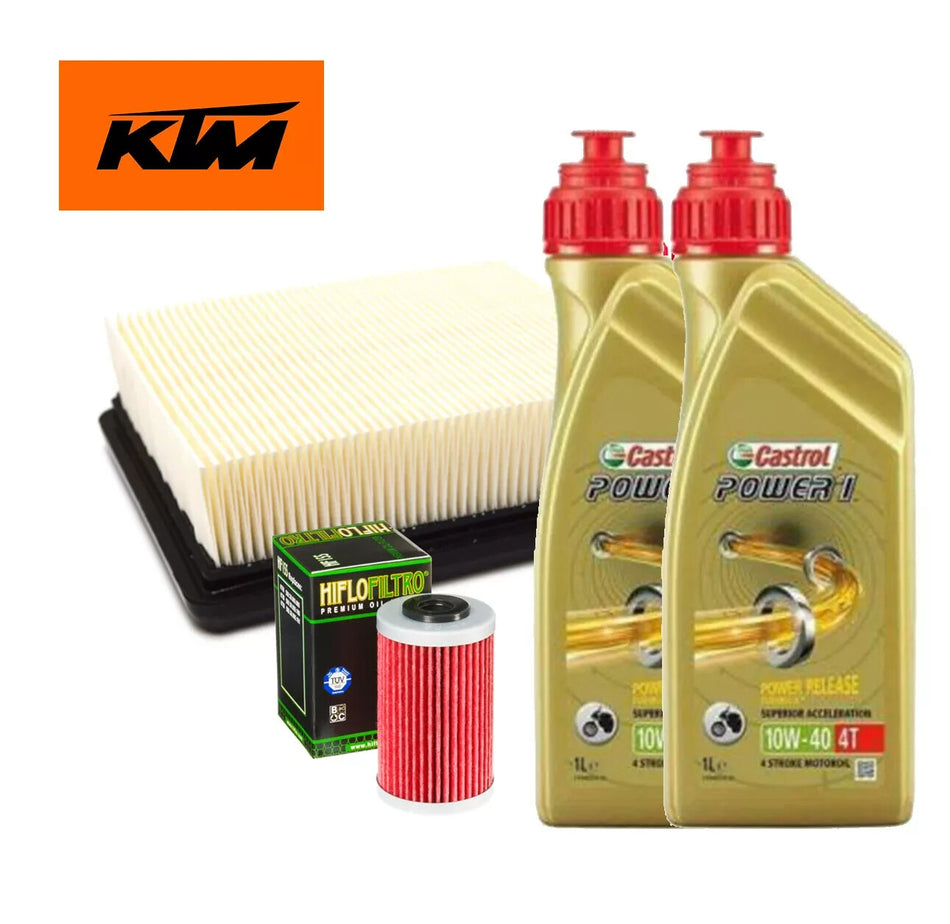 Kit/tagliando KTM Duke/RC/125/200/390 Castrol Power1 10W40 filtro olio aria MOTO