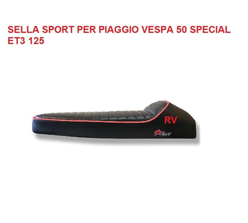 Sella Nera Sport Con Bordino ROSSO Vespa 50 Special R L 125 Primavera ET3