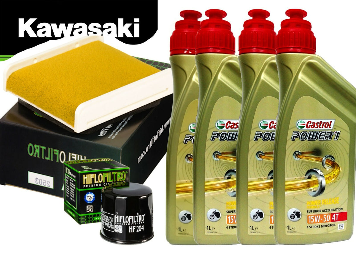 Kit tagliando Castrol 15W50 filtro olio aria PER MOTO Kawasaki GPZ 500 S 2003