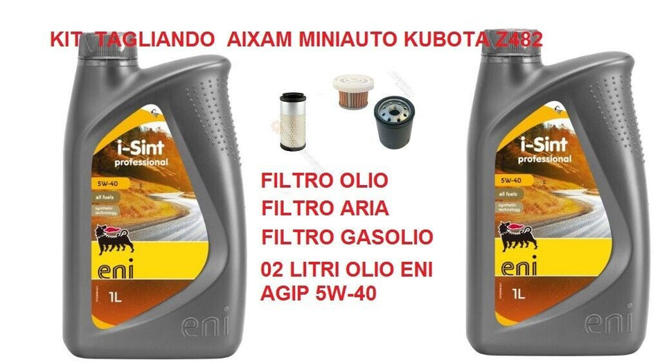 Kit tagliando AIXAM MINAUTO KUBOTA Z482 F.A. CILINDR. filtro olio aria gasolio